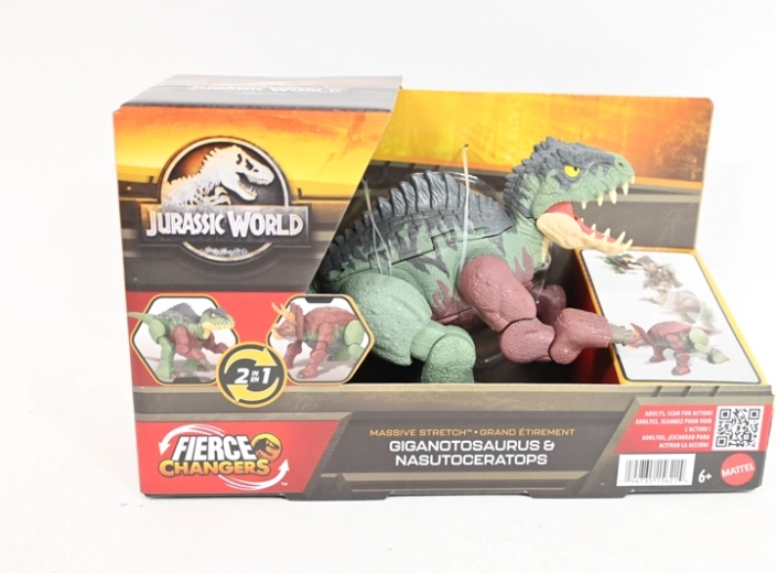 Jurassic World figurina dinosauro Nasutoceratops 2 in 1