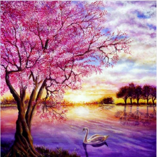 Diamond painting mosaico – tramonto sul lago 30 × 30 cm