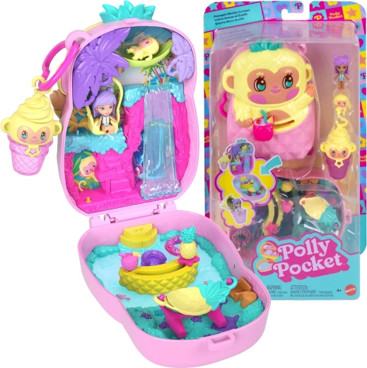 Polly Pocket scimmietta all’ananas – set di gioco compatto con figure e accessori