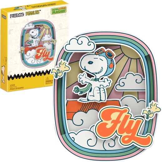 puremind modello magnetico in legno snoopy peanuts fly – decorazione 3d fai-da-te