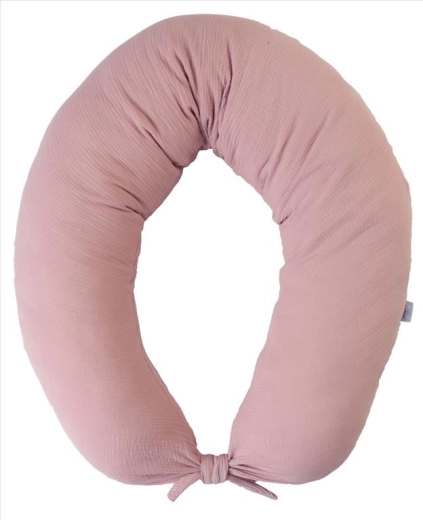 Cuscino premaman e per allattamento in mussola BabyMatex Moon 260 cm rosa antico