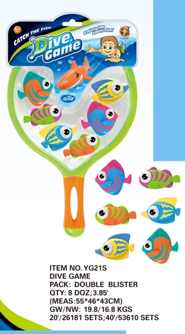 Pesci subacquei con retino