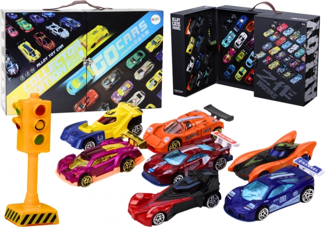 Auto da corsa in valigetta con semafori