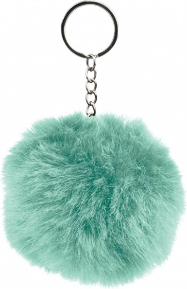 Baagl portachiavi peloso turchese con pompon