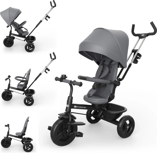 Kinderkraft Aston 2 Plus triciclo 6 in 1 grigio