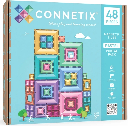Connetix Pastel Portal Pack – costruzioni magnetiche creative, 48 pezzi
