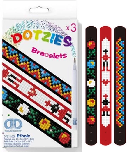 Braccialetti etnici con mosaico di diamanti – set da 3 pezzi