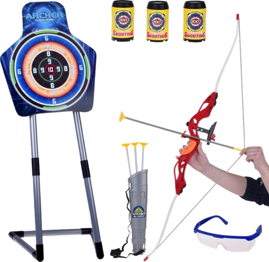 Set di tiro con l’arco per bambini Archer con bersaglio, frecce a ventosa e lattine