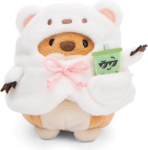 Nici MyMochi cagnolina Hiro 8 cm in costume da orso polare con bubble tea, set regalo