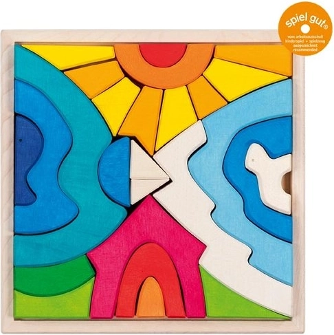 Puzzle paesaggistico in legno con orsetto polare - 1 pezzo