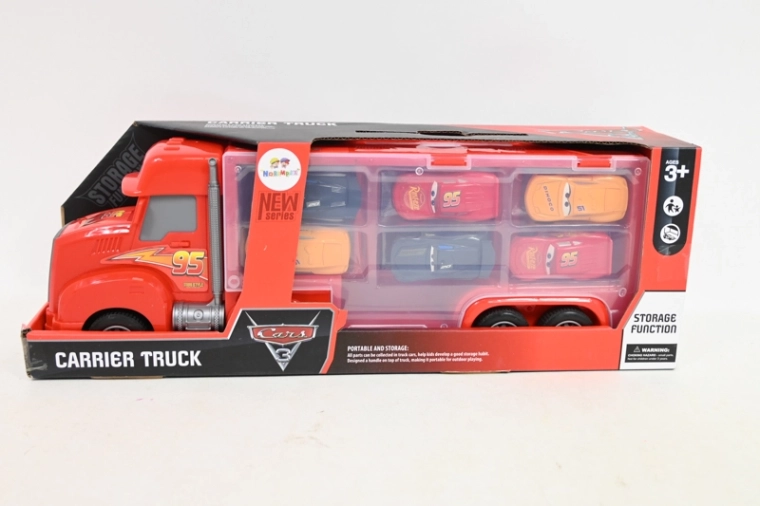Set da gioco Camion bisarca in valigetta con 7 macchinine