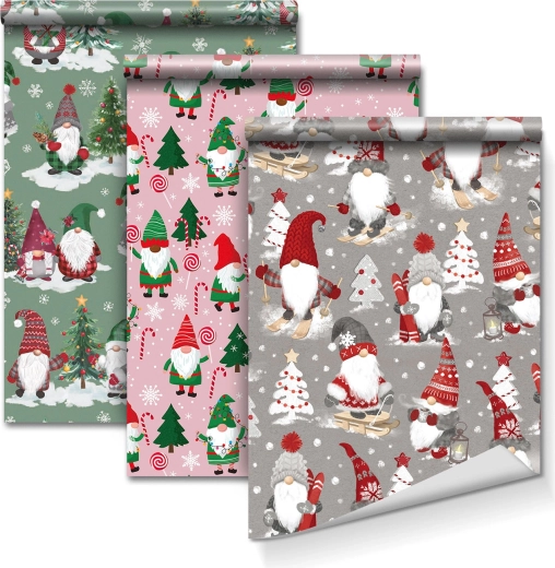 Carta da regalo con 3 fantasie, 70 × 150 cm