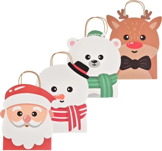 Borsa regalo natalizia in carta per bambini 18 × 10 × 23 cm (4 motivi)
