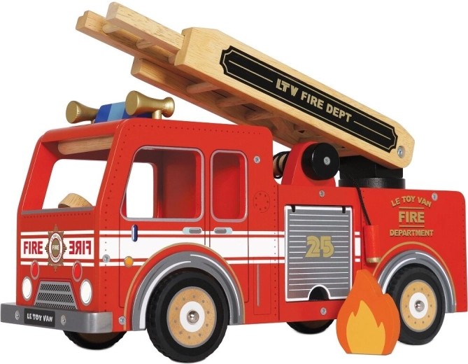 Camion dei pompieri in legno con scala e personaggi Le Toy Van