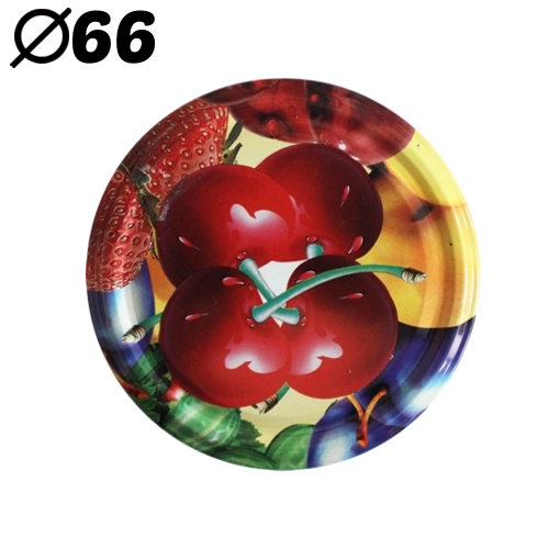 Coperchi per vasetti da conserva 66 mm con motivo ciliegie, 4 ganci, 10 pz
