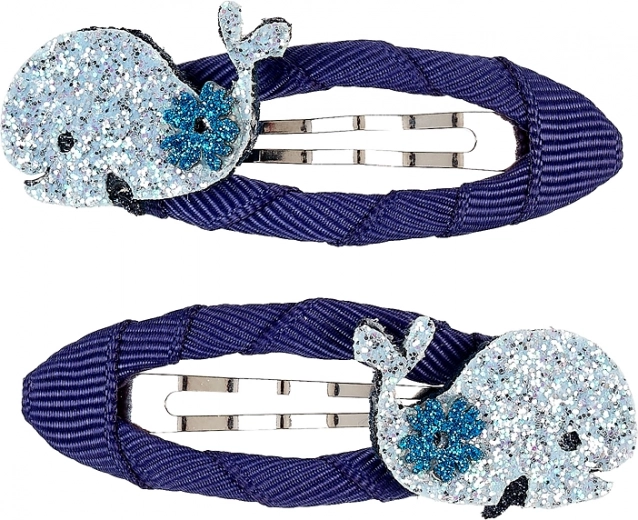 Fermagli per capelli con balena scintillante - 2 pezzi