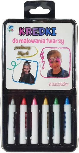 Matite perlati per trucco viso per bambini, set da 6 colori