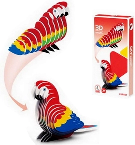 Puzzle 3D pappagallo in cartone