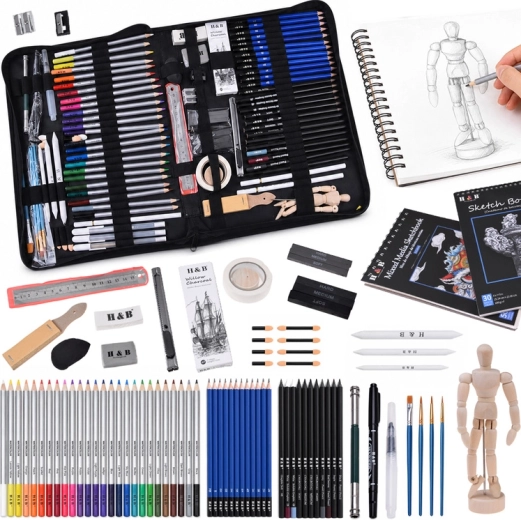 Set artistico professionale H&B per disegno e schizzi da 100 pezzi