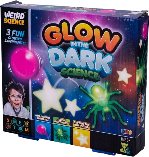 Set scientifico sperimentale che brilla al buio