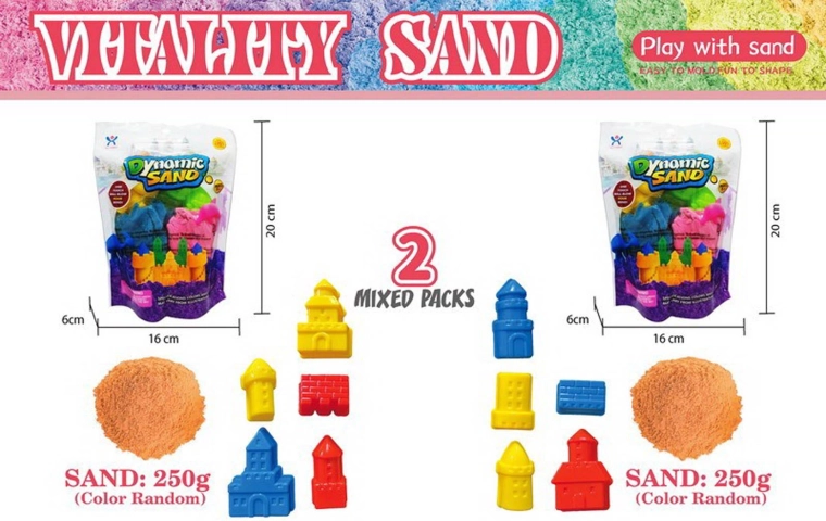 Sabbia cinetica gialla 250 g con set di formine castello