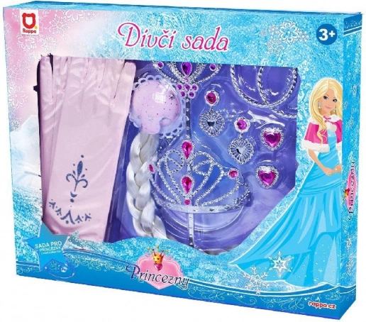 Set da principessa per bambine con guanti e treccia, rosa