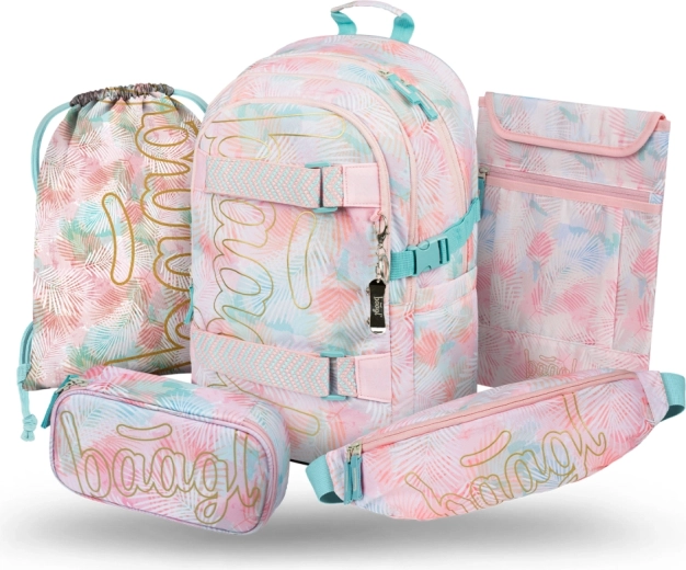 Baagl set scolastico 5 pz Skate Sunset – zaino, astuccio, sacca, marsupio e custodia per notebook