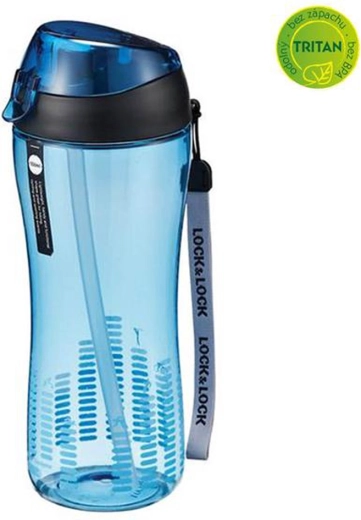 Borraccia sportiva con tappo lock 550 ml con cannuccia in silicone – blu