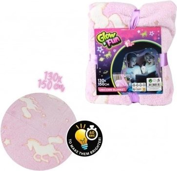 Coperta in peluche luminosa con unicorni 130 × 150 cm rosa