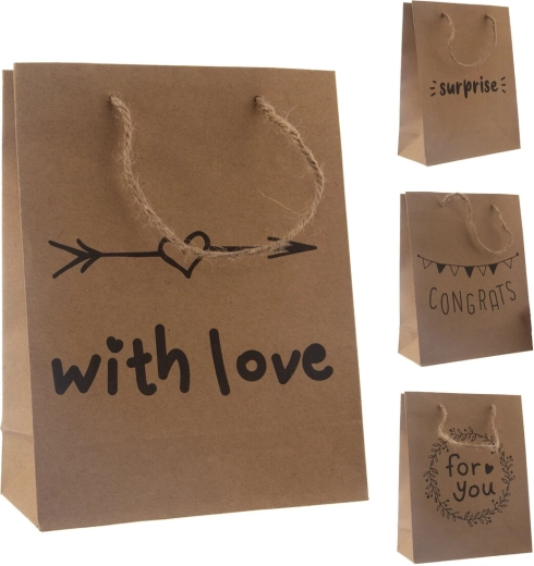 Borsa regalo Congrats marrone 18 × 10 × 23 cm
