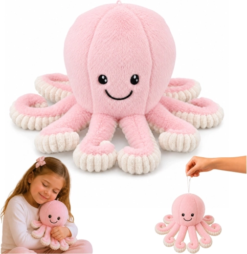 Polpo di peluche – giocattolo in peluche rosa con tentacoli elastici 30 cm
