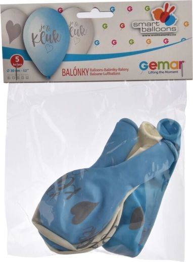 Palloncini in lattice "È un maschietto" blu-bianco 30 cm (5 pz)