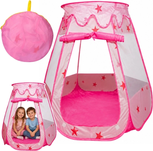 Tenda per bambini a montaggio automatico a forma di casetta con stelline rosa - 1 pezzo