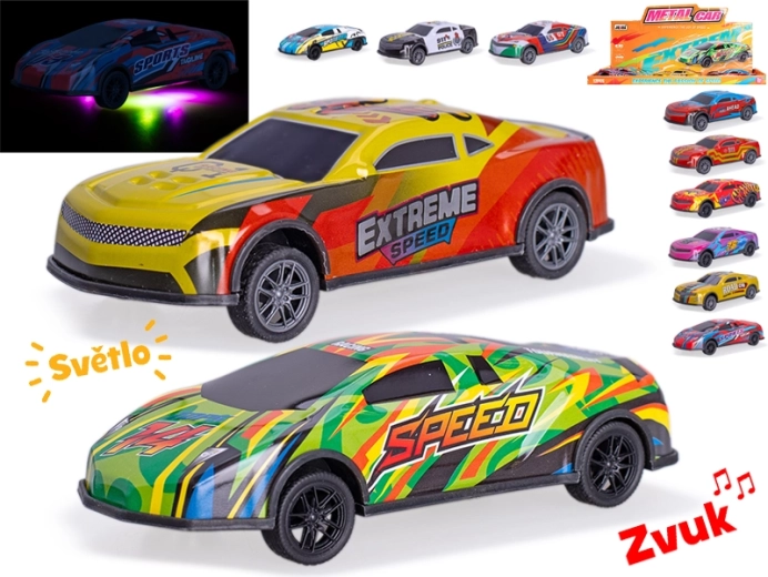 Macchinina da corsa in metallo 12,5 cm con luci e suoni, retrocarica