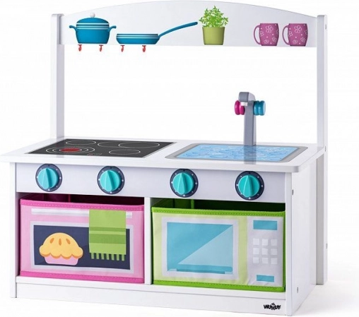 Cucina e panchina 2-in-1 in legno per bambini