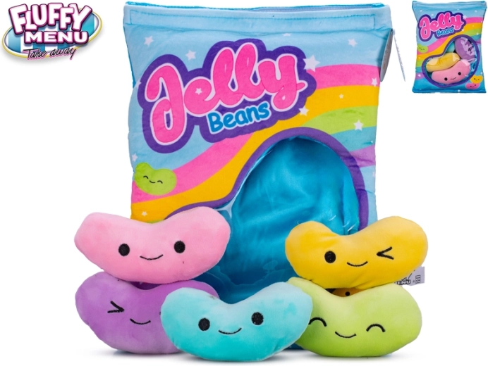 Fluffy Menu gelatine a forma di fagioli – set di peluche con cuscinetto per neonati