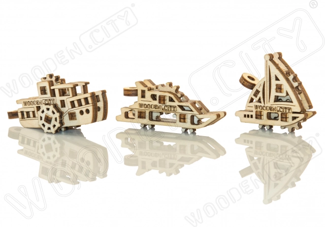 Puzzle 3D in legno mini set navi