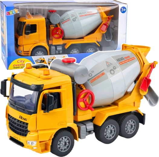 Betoniera giocattolo per bambini con tamburo rotante, luci e suoni