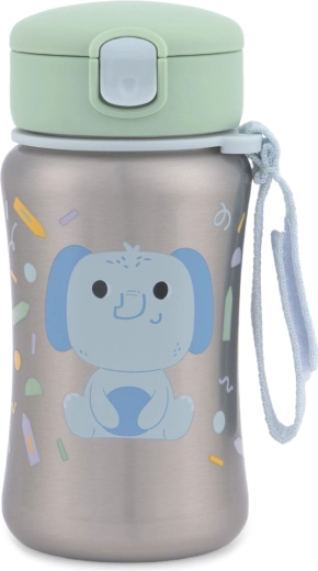 Skip Hop bottiglia in acciaio inox con cannuccia Besties Squad elefante 350 ml (12m+)