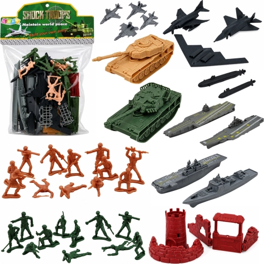 Set militare di soldatini con veicoli, navi e aerei (54 pezzi)