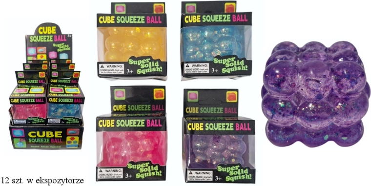 Squishy sensoriale a cubo con bolle e glitter