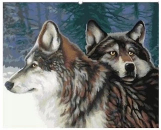 Pittura con numeri Lupi nel bosco 40 × 50 cm