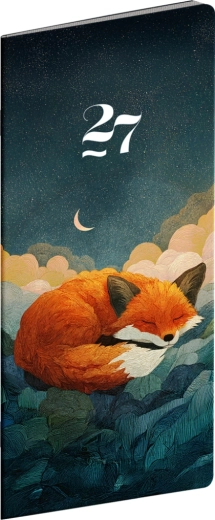 Agenda tascabile Notique Volpe che dorme 2027, mensile, 8 × 18 cm