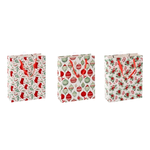 Borsa regalo natalizia Świąteczne Symbole 18 × 24 × 8 cm, set da 12 pz