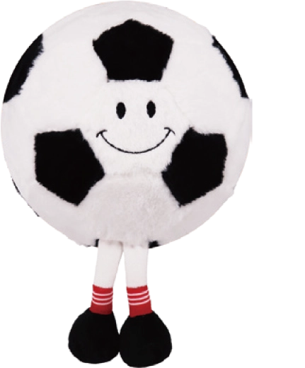 Pallone da calcio gonfiabile in peluche con faccia, 15 cm