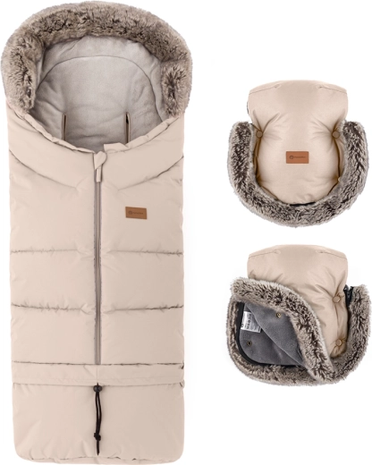 Petite&Mars set invernale sacco termico Arctic 4in1 e guanti per passeggino Furry rose petal