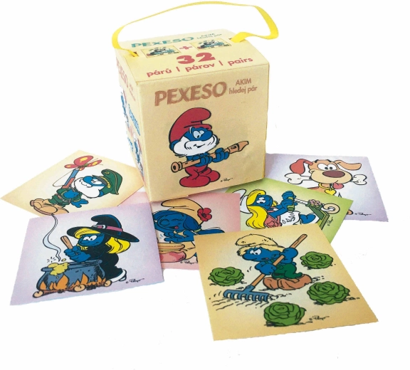 Memory dei Puffi in scatolina di carta
