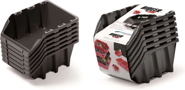 Set di box portaoggetti BINEER Long, 6 pz, nero