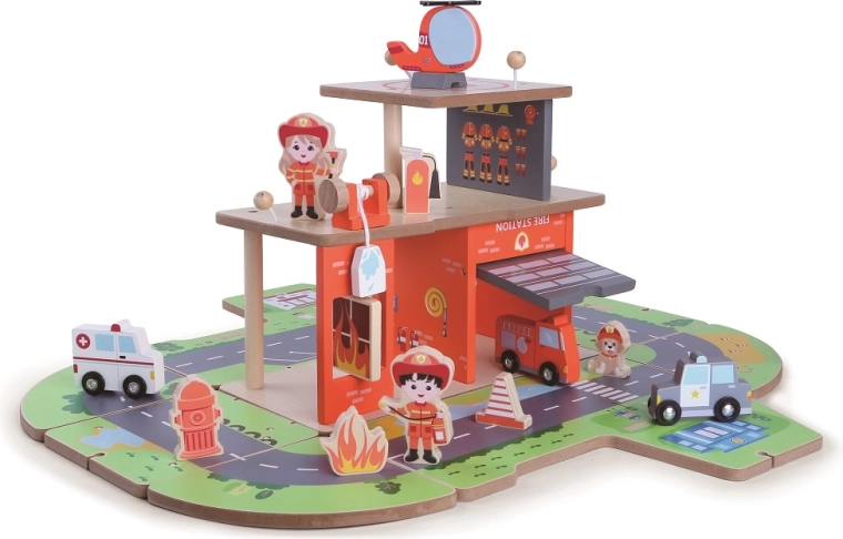 2Kids Toys stazione dei pompieri in legno 2 in 1