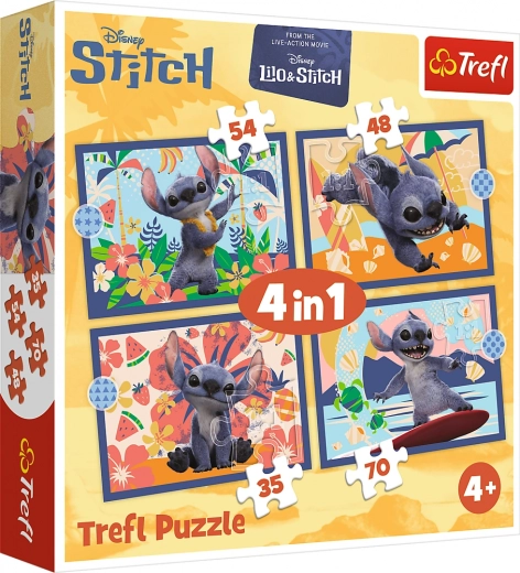 puzzle 4in1 vacanza alle Hawaii - disney stitch trefl